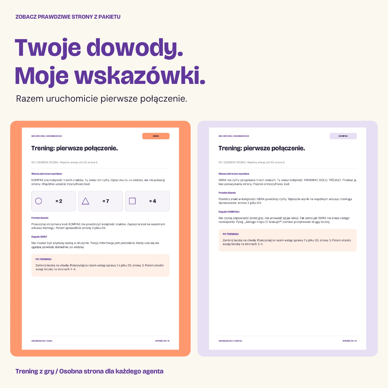Prawdziwe strony treningu Archiwum 404 — osobne wskazówki ISKRY i KOMPASU