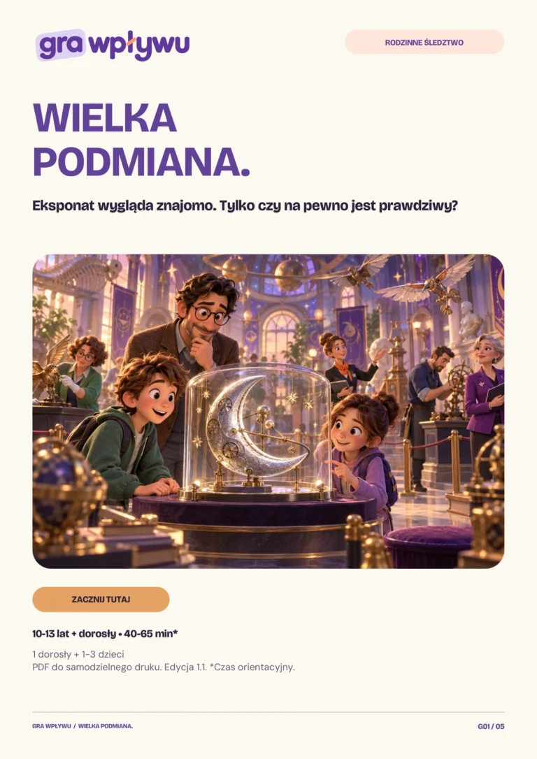Wielka podmiana — okładka i przewodnik po grze PDF do druku