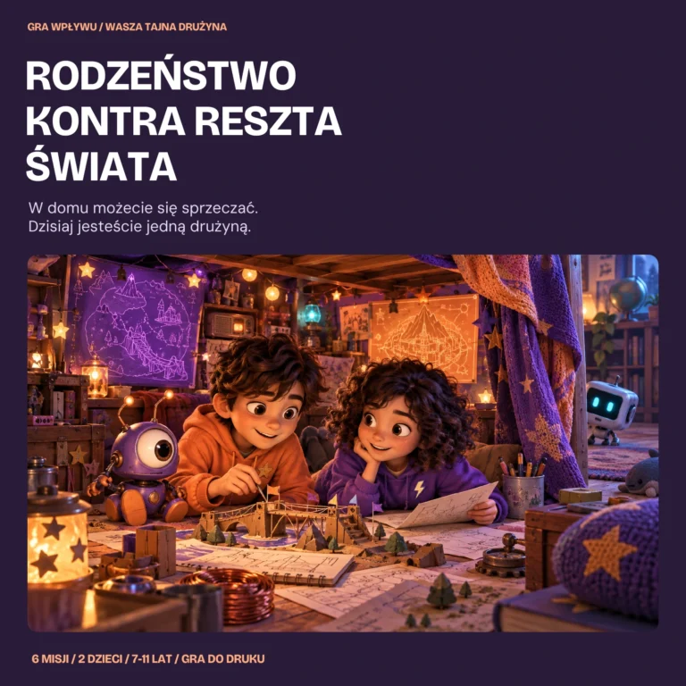 Rodzeństwo kontra reszta świata — sześć misji do druku dla dwojga dzieci 7–11 lat
