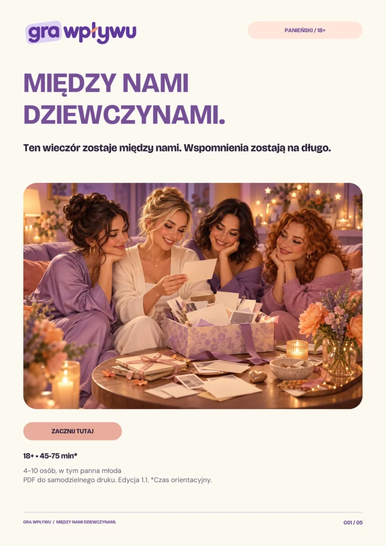 Między nami dziewczynami — okładka i przewodnik po grze PDF do druku