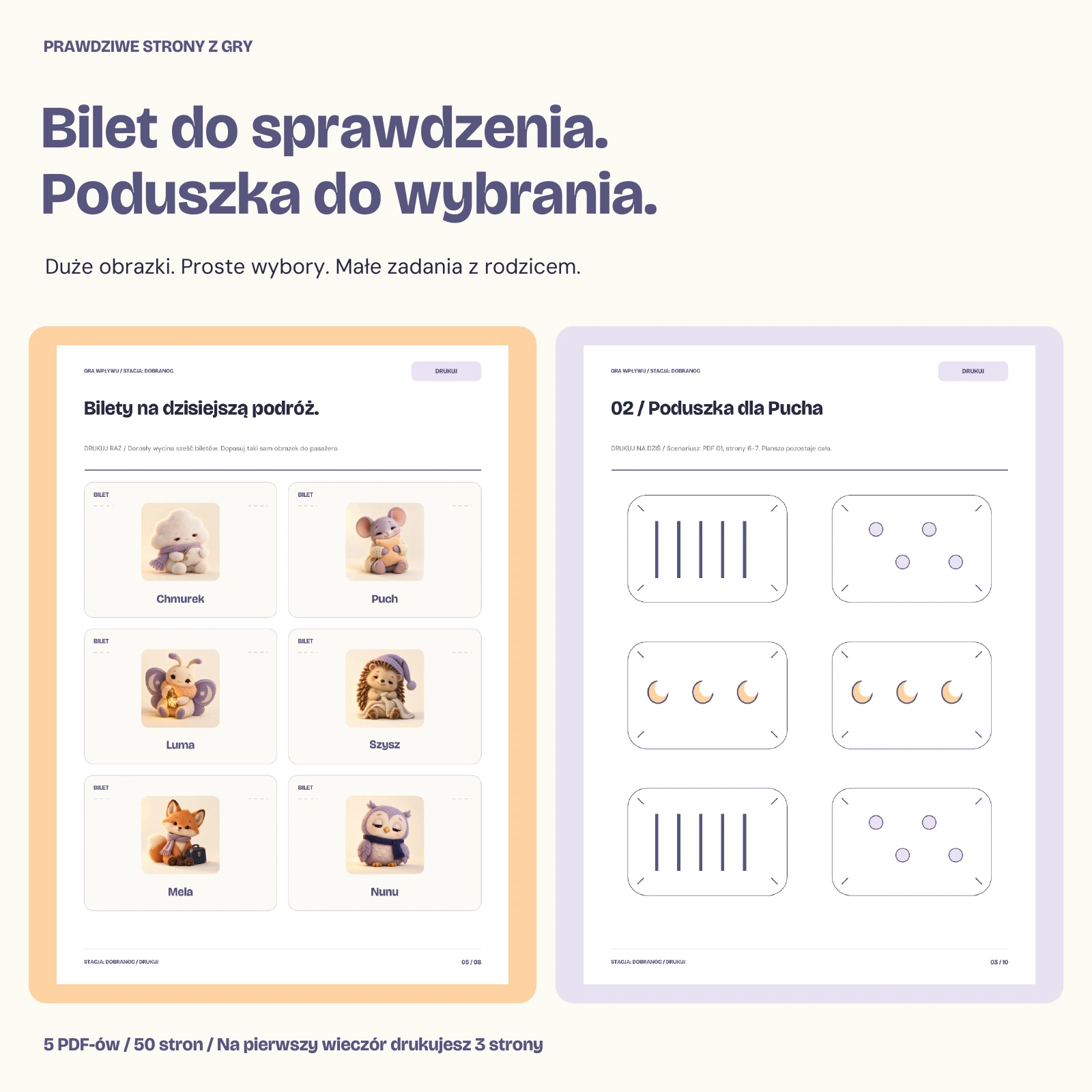Rzeczywiste materiały Stacji: Dobranoc: bilety pasażerów i plansza Poduszka dla Pucha