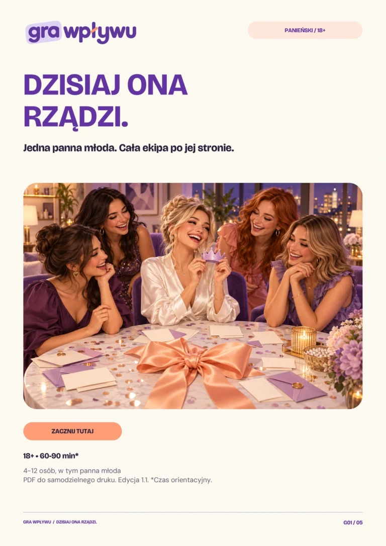 Dzisiaj ona rządzi — okładka i przewodnik po grze PDF do druku