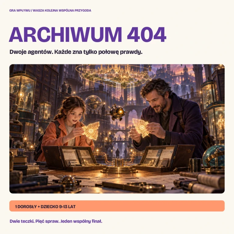 Archiwum 404 — gra z dwiema teczkami dla rodzica i dziecka 9–13 lat