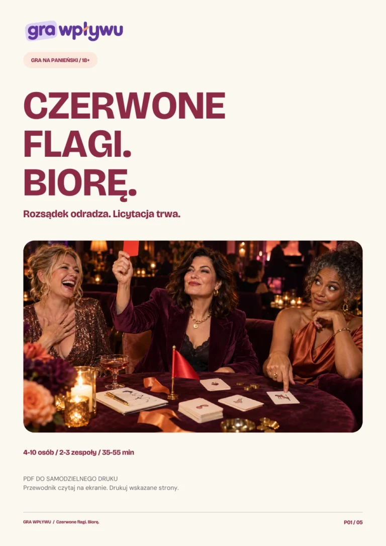 Czerwone flagi. Biorę. Okładka instrukcji gry PDF.