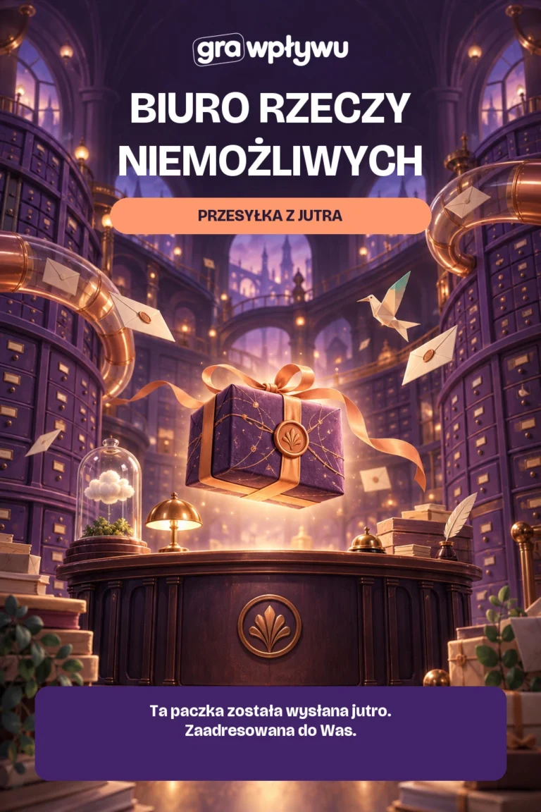 Biuro Rzeczy Niemożliwych — Przesyłka z jutra, okładka rodzinnej gry do druku