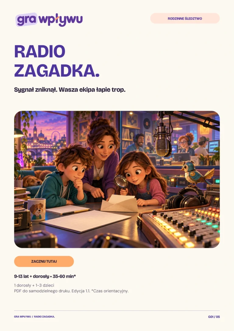 Radio Zagadka — okładka i przewodnik po grze PDF do druku