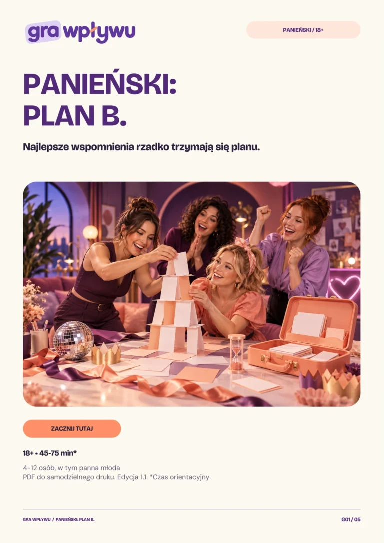 Panieński: Plan B — okładka i przewodnik po grze PDF do druku