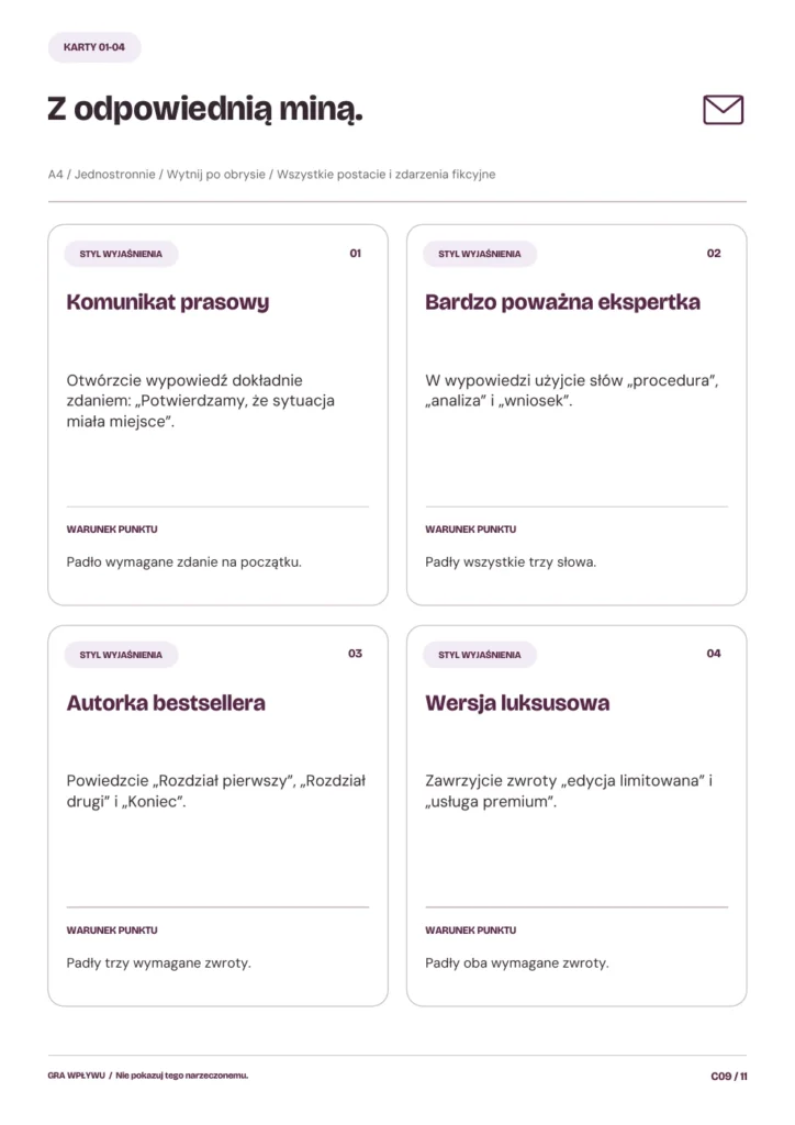 Nie pokazuj tego narzeczonemu. Styl Waszej odpowiedzi. Cztery z ośmiu stylów. Komunikat prasowy albo prognoza pogody? Każdy styl ma własne kryterium punktowe.